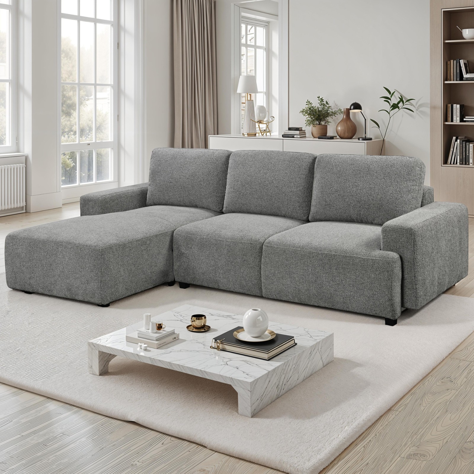 Canapé convertible Chiara avec média, orientation à gauche — Sofa lit